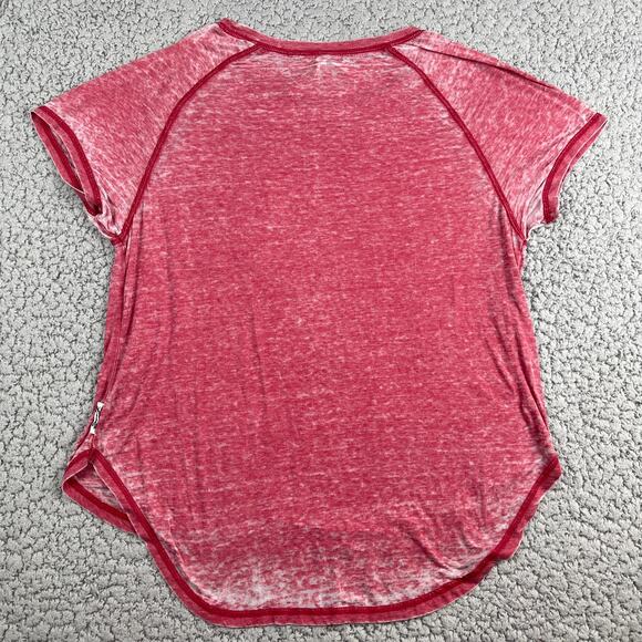 Seven7 Studded Burnout Shirt Womens Large Red Sheer Short Sleeve Pocket Tee - Picture 6 of 7